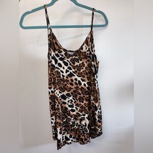 Leopard Print Slip Tank Top in Brown